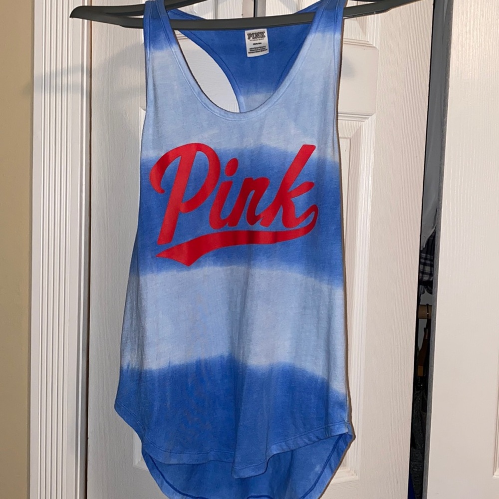 Pink By Victoria’s Secret Medium Tank Top. White&blue w/ Pink in front center